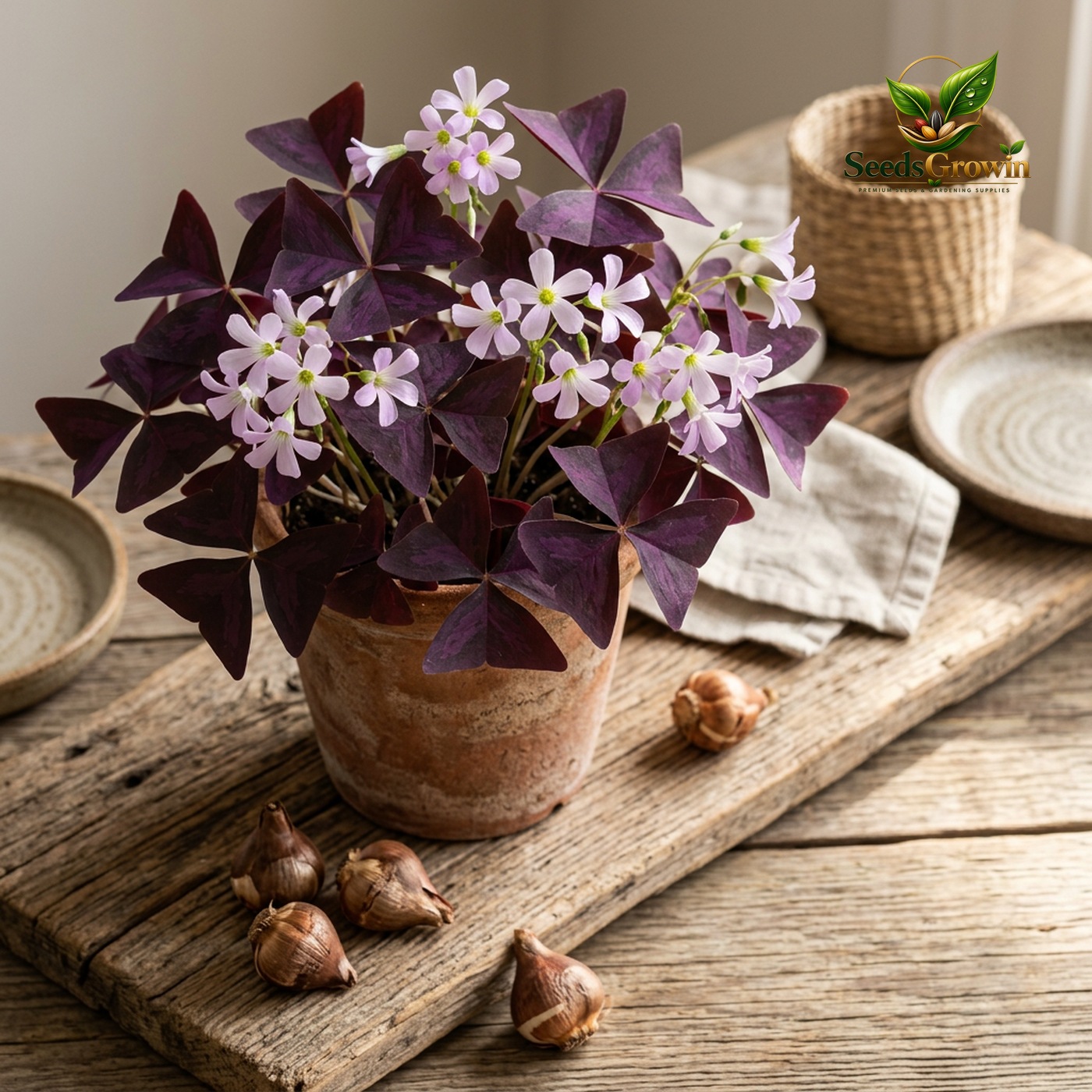 Purple Shamrock Bulbs – close-up leaves