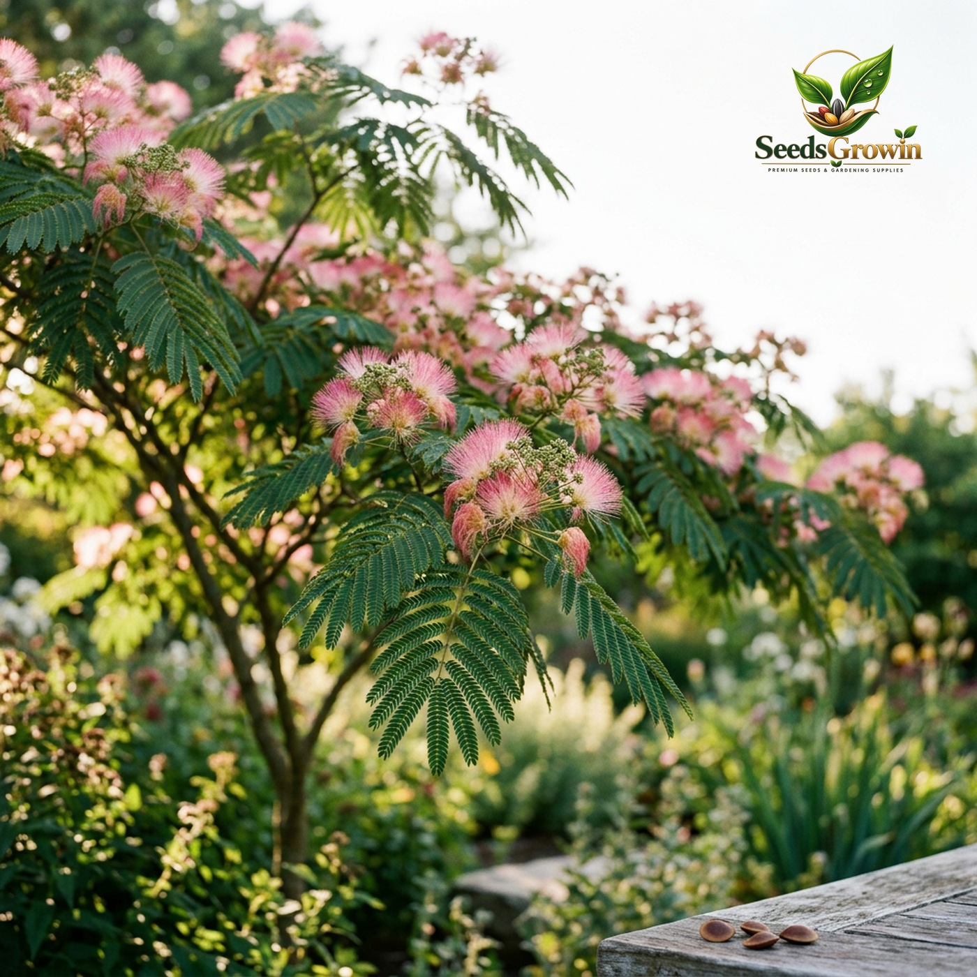 Mimosa Silk Tree Seeds – Albizia Julibrissin Pink Flowering Tree, growing plant