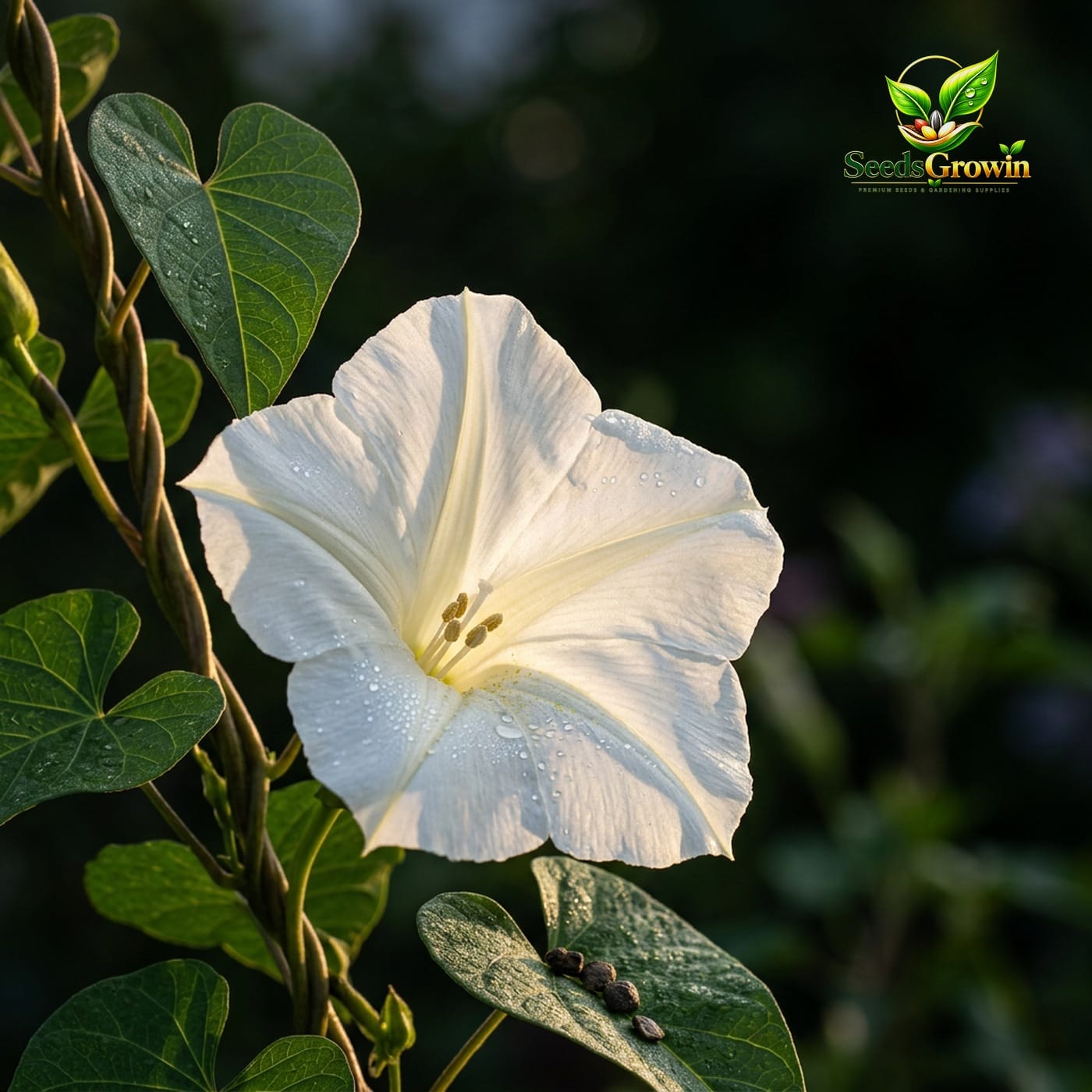 015-Moonflower-Seeds-White-Night-Blooming-Vine-Fragrant-Climbing-Annual-Flower-Approx-50-Seeds product image