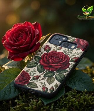 019-Vintage-Floral-Phone-Case-Red-Rose-Protective-Cover product image