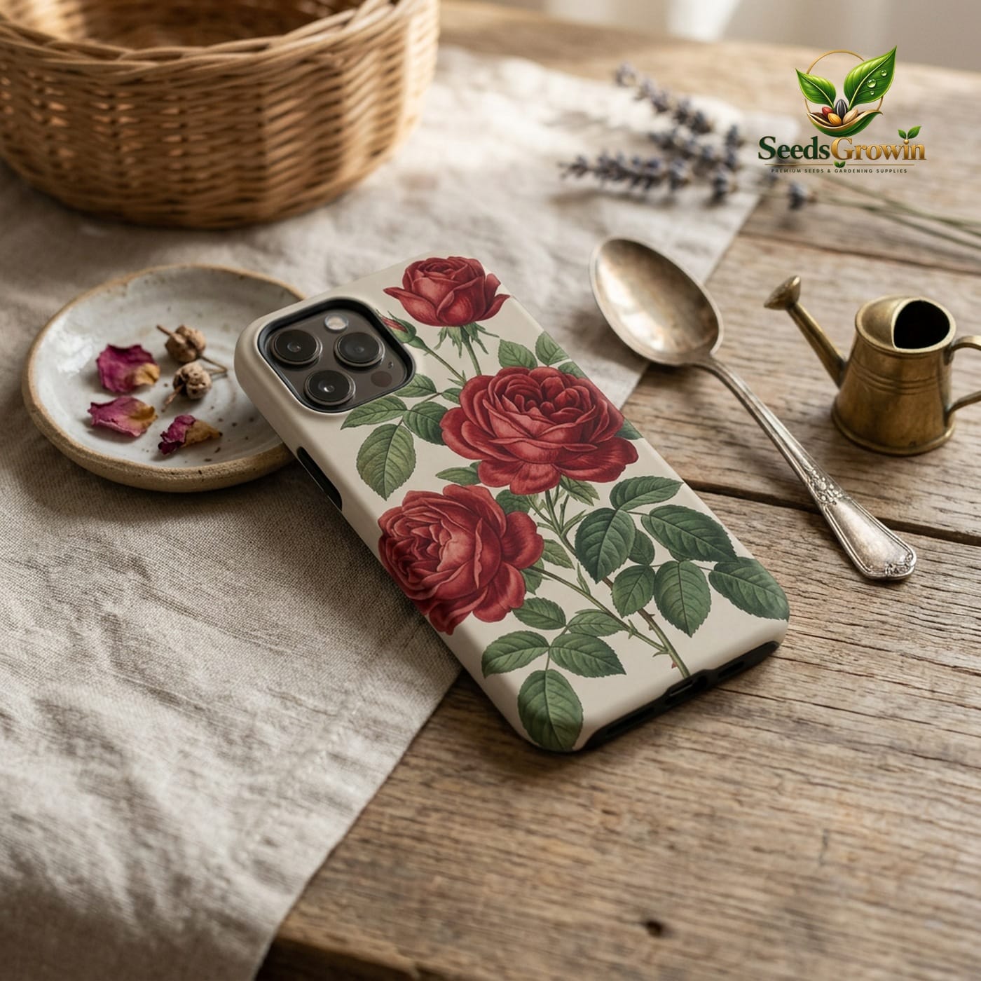 Vintage Floral Phone Case – Red Rose Protective Cover - photo 3