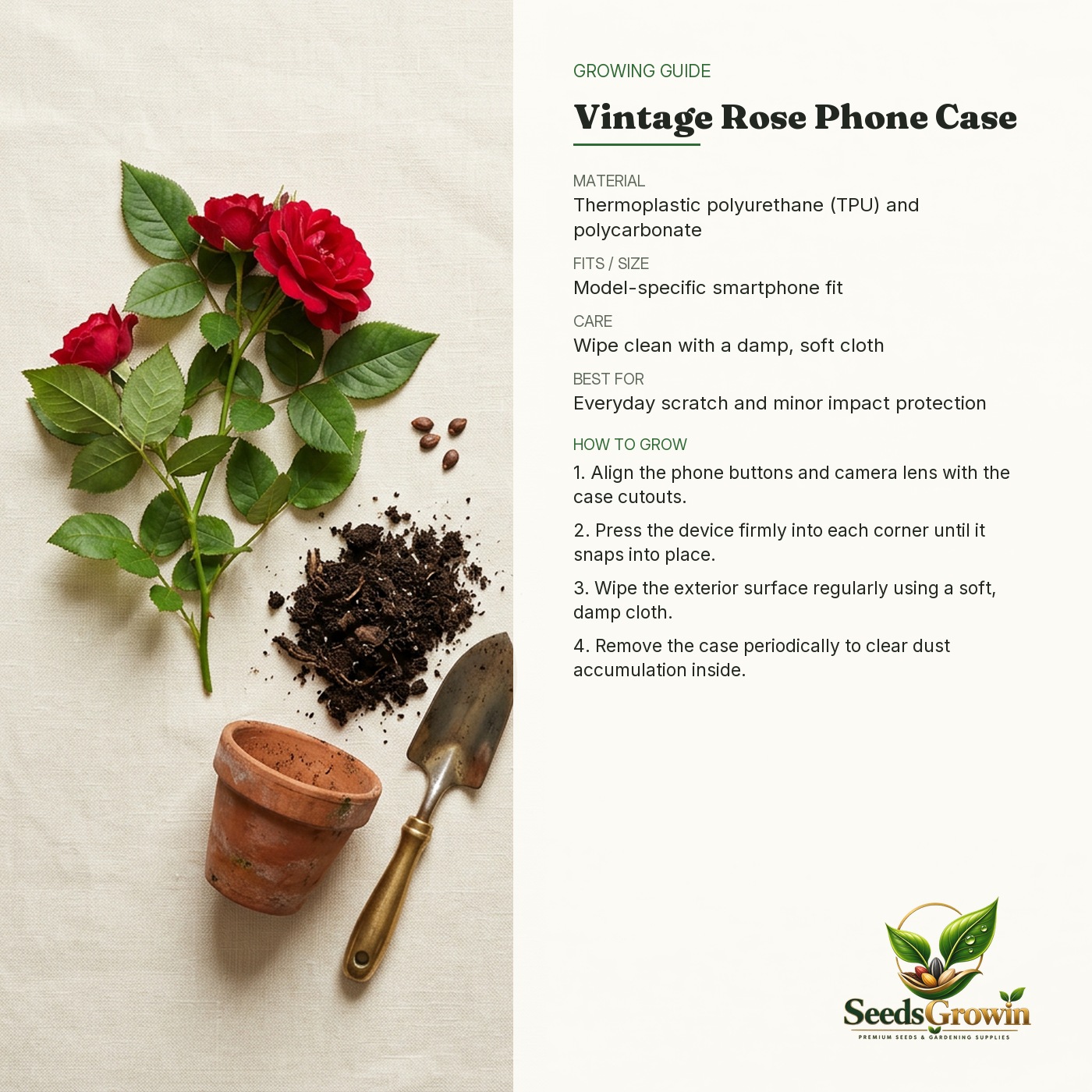 Vintage Floral Phone Case – Red Rose Protective Cover - photo 4