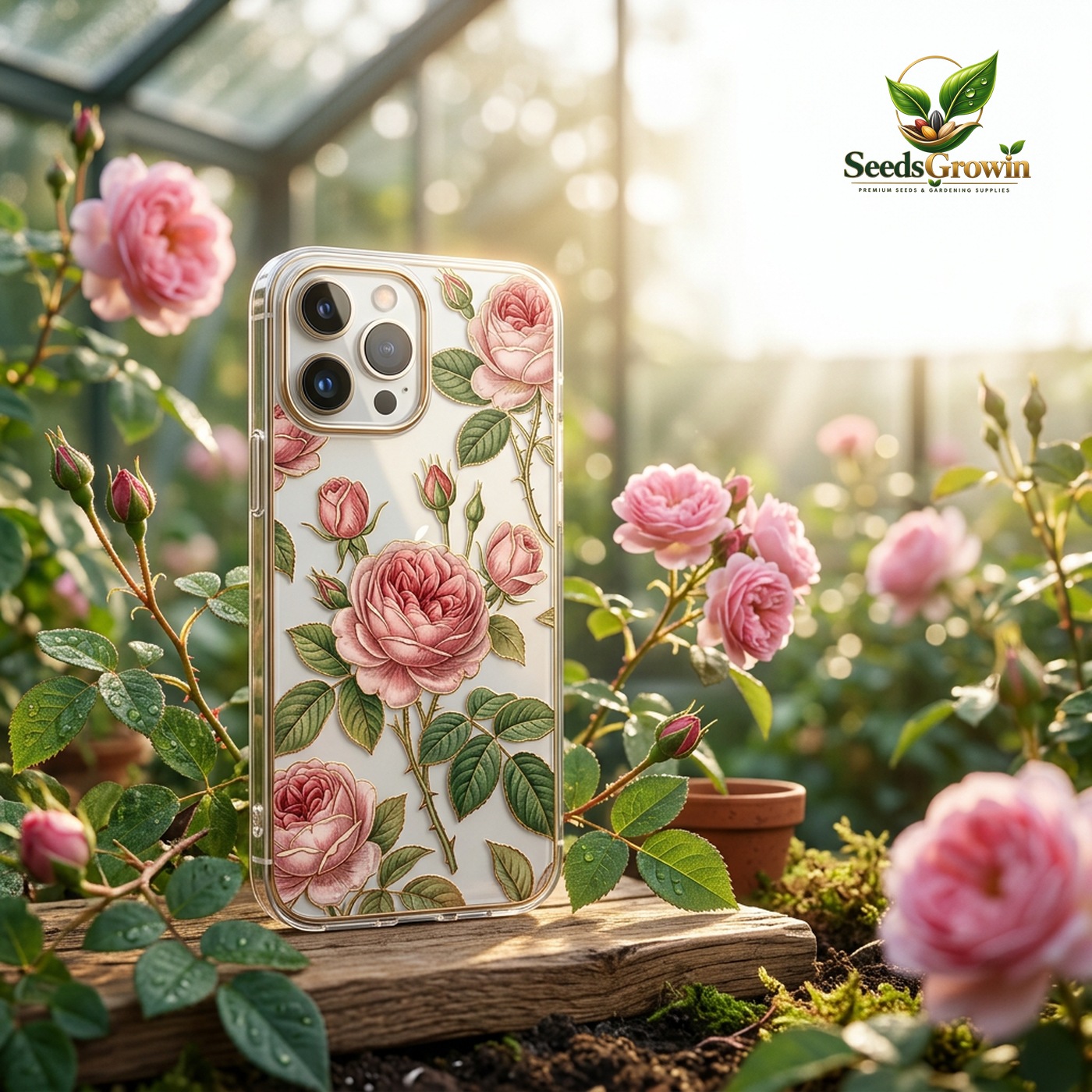 Rose Pattern Electroplated Clear Phone Case – Anti-Fall Floral Cover - photo 2
