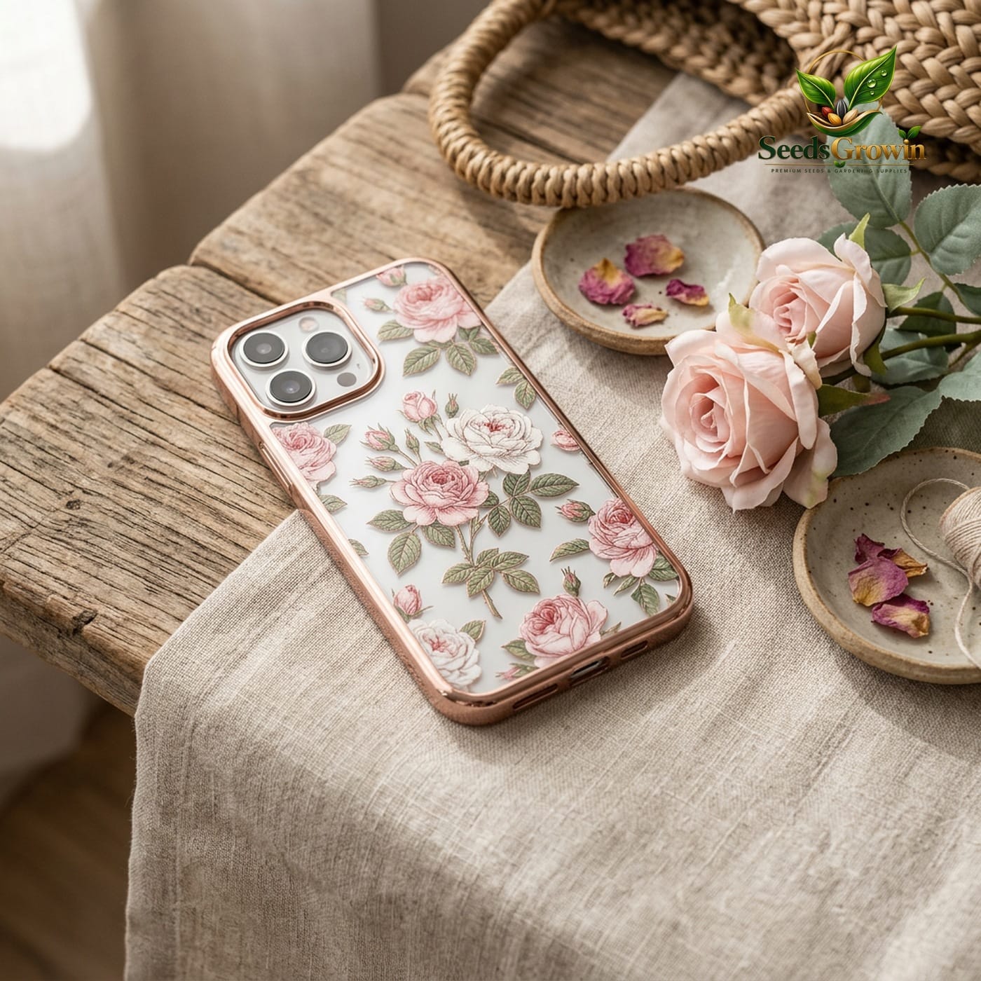 Rose Pattern Electroplated Clear Phone Case – Anti-Fall Floral Cover - photo 3