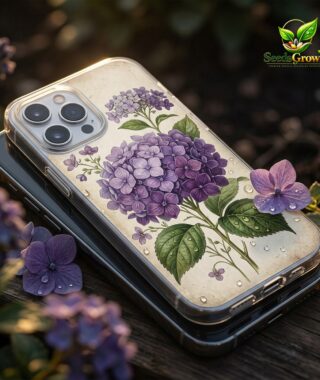 029-Vintage-Purple-Hydrangea-Floral-Clear-Phone-Case-Elegant-Flower-Protective-Cover product image