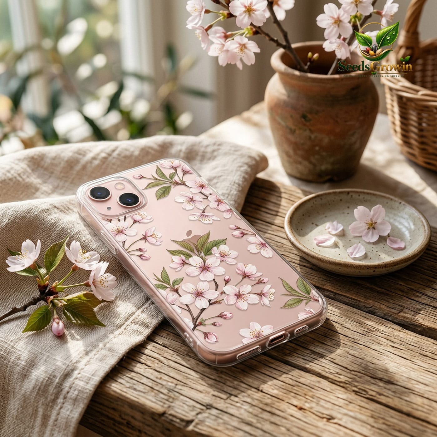Cherry Blossom Clear Phone Cover – Floral Print Soft Protective Case - photo 3