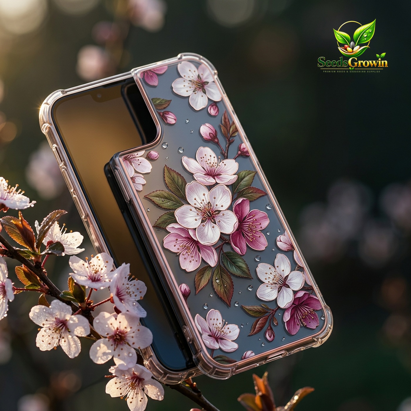 031-Plum-Blossom-Transparent-Phone-Cover-Electroplated-Floral-Airbag-Protective-Soft-Case product image