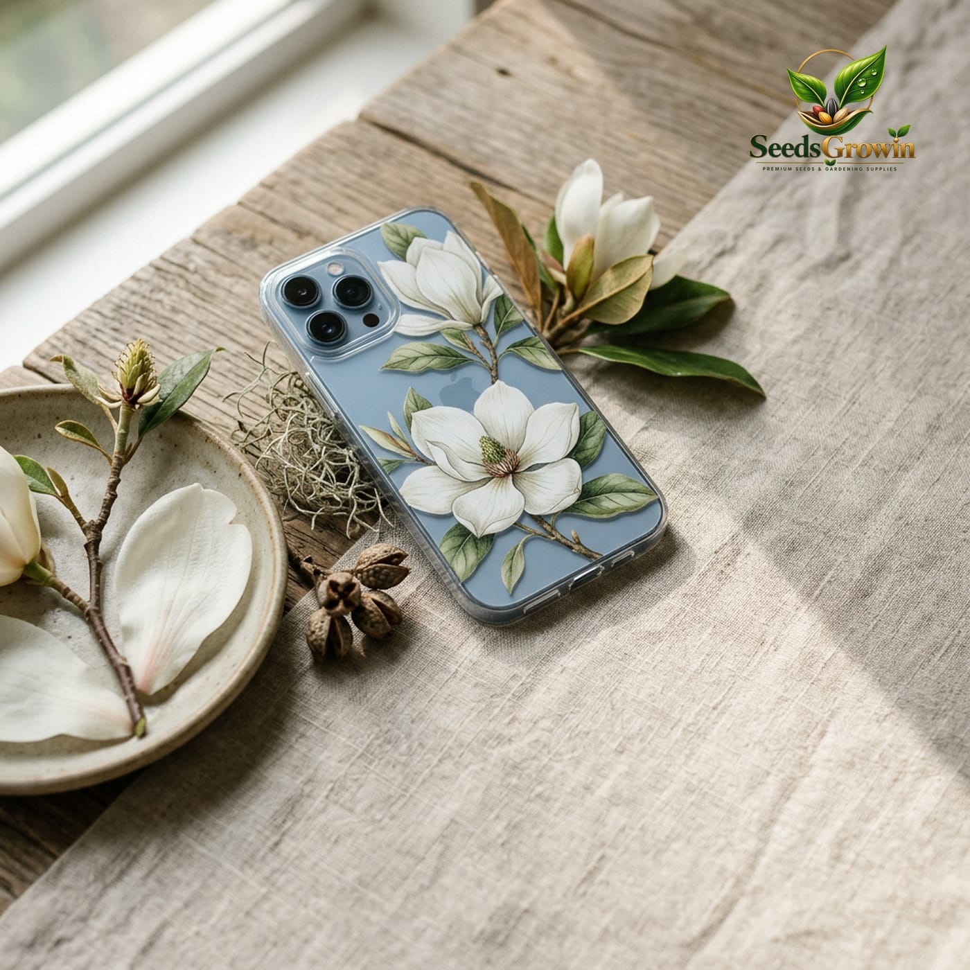 White Magnolia Flower Phone Case – Clear Protective Elegant Blossom - photo 3