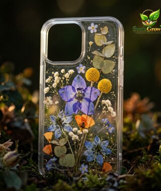 033-Real-Dried-Flower-Glitter-Clear-Phone-Case-Floral-Epoxy-Transparent-Soft-Protective-Cover product image