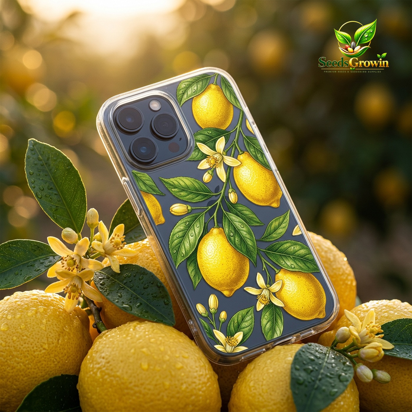036-Summer-Fruit-Lemon-Floral-Clear-Phone-Cover-Fresh-Citrus-Blossom-Design-Protective-Case product image