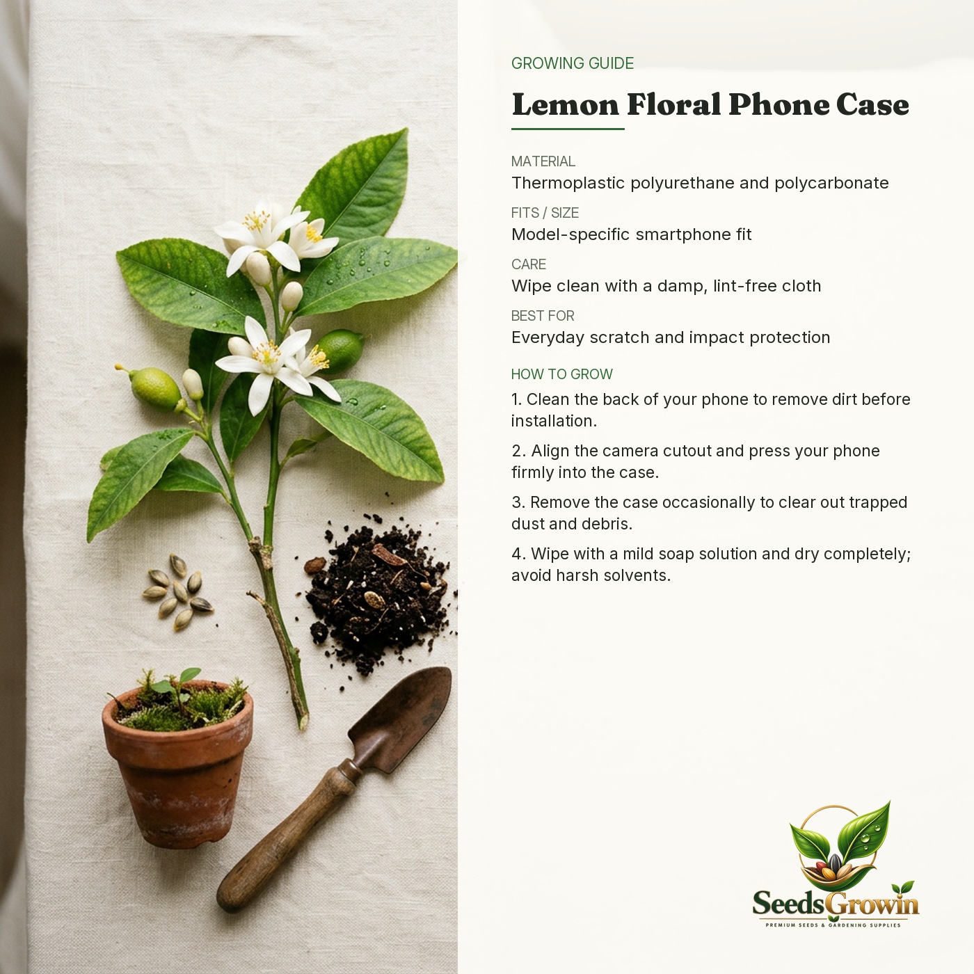 Summer Fruit Lemon Floral Phone Case – Fresh Citrus Blossom Design - photo 4