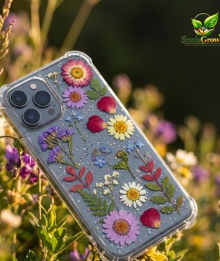 037-Dried-Flower-Clear-Case-Colorful-Floral-Glitter-Shockproof-Protective-Cover product image
