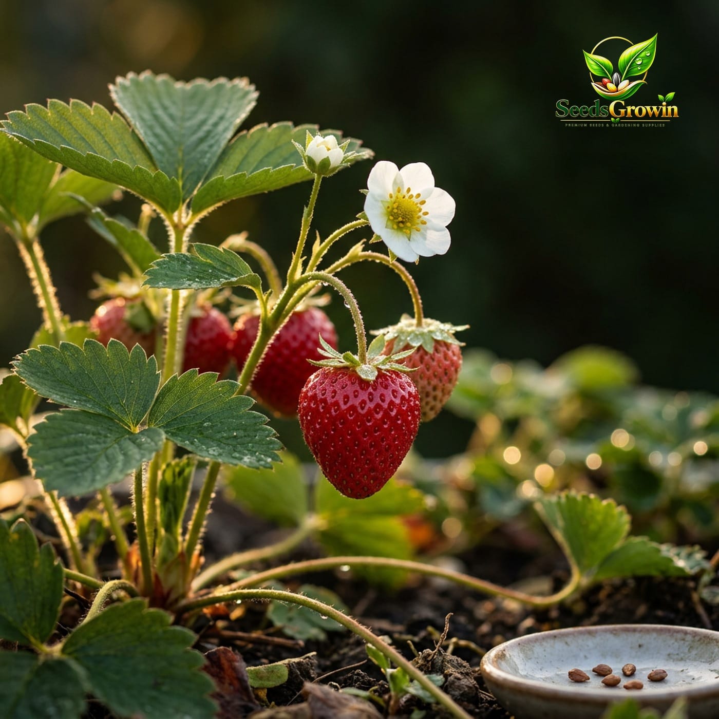 045-Strawberry-Seeds-Rare-Fruit-Garden-Heirloom-Sweet-Berry-Home-Growing-Variety product image