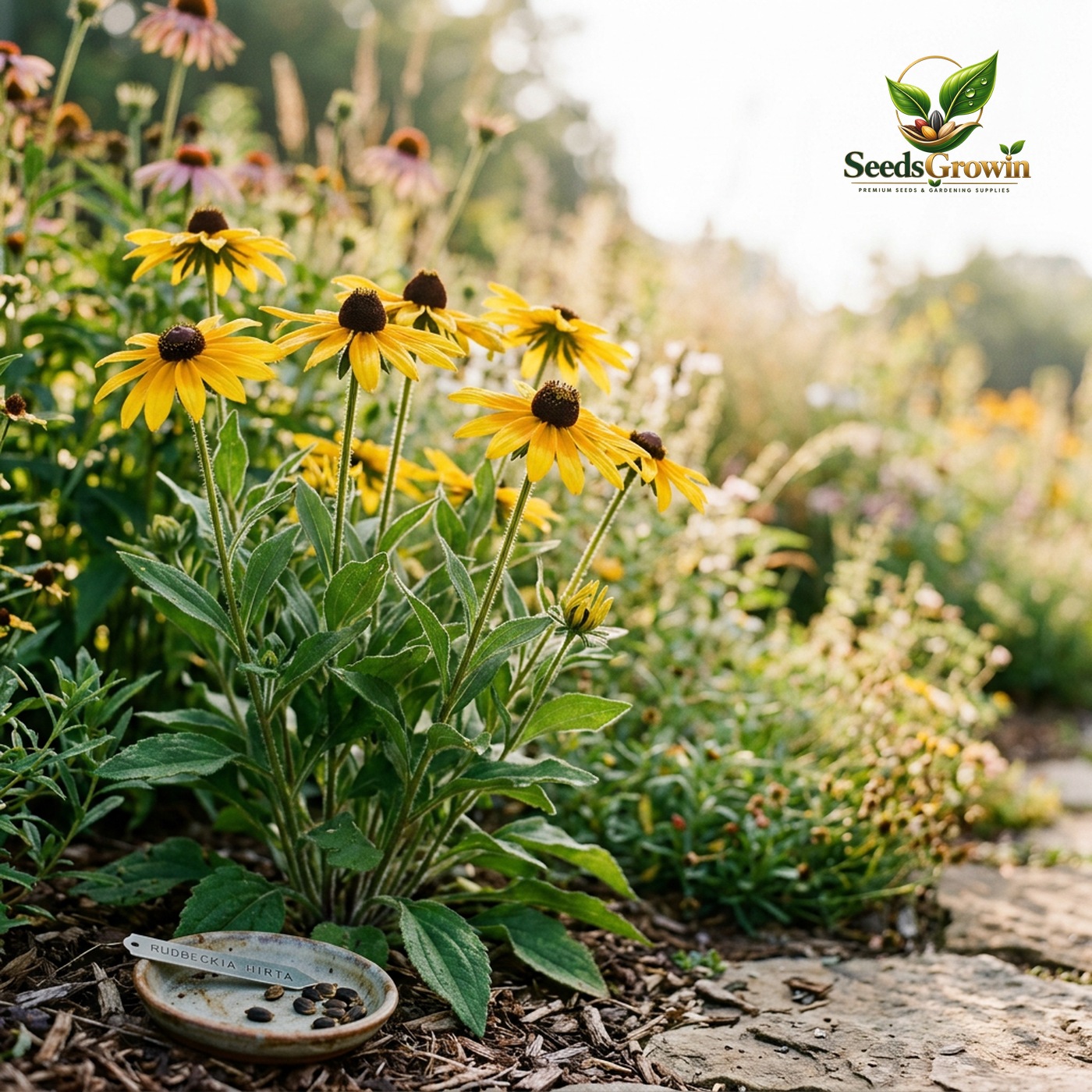 Black-Eyed Susan Seeds – Rudbeckia Heirloom Pollinator Yellow Blooms - photo 2