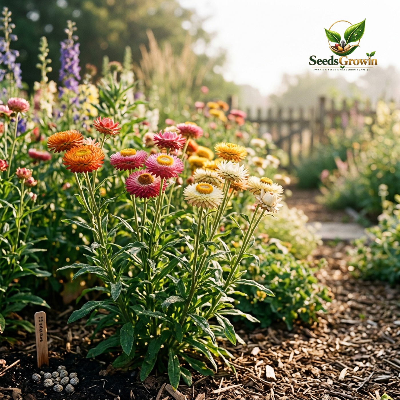 Tall Mixed Strawflower Seeds – Heirloom Annual Cut Flower Pollinator - photo 2