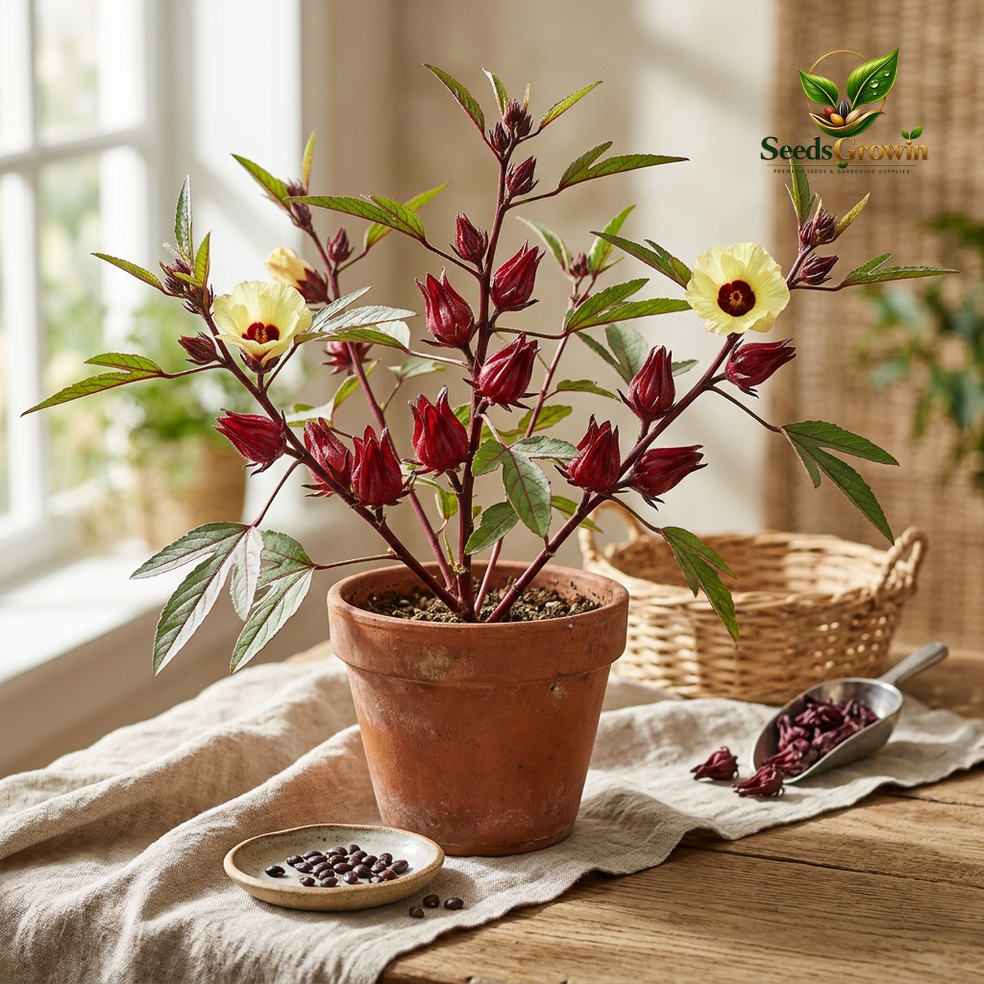 Roselle Seeds – Jamaican Sorrel Hibiscus Sabdariffa Edible Flower - photo 3