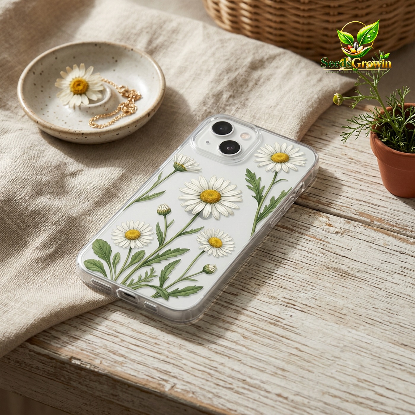 Clear Daisy Flower Phone Case – Minimal Botanical Spring Cover - photo 3