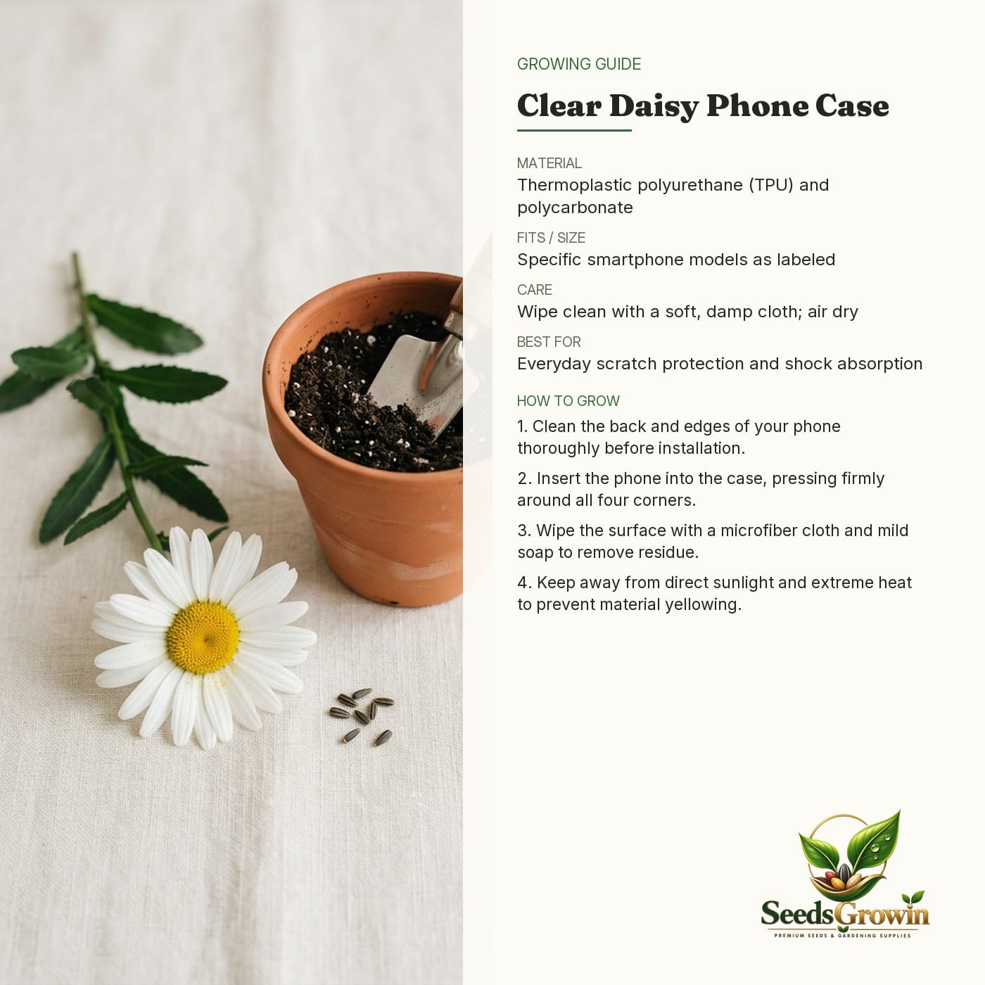 Clear Daisy Flower Phone Case – Minimal Botanical Spring Cover - photo 4