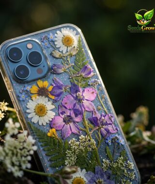 072-Real-Pressed-Flower-Phone-Case-Glitter-Epoxy-Botanical-Design-12-18-Pro-Max product image