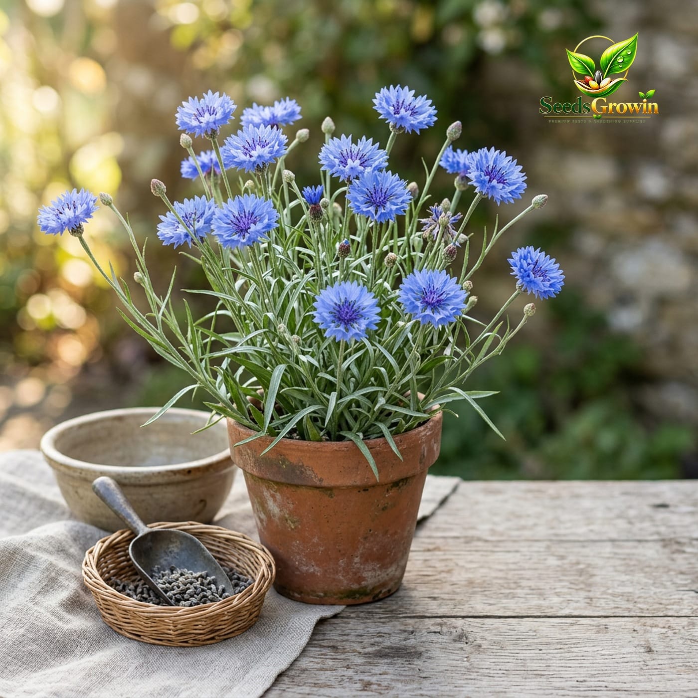 Dwarf Blue Cornflower Seeds – Annual Flower Garden Easy Grow - photo 3