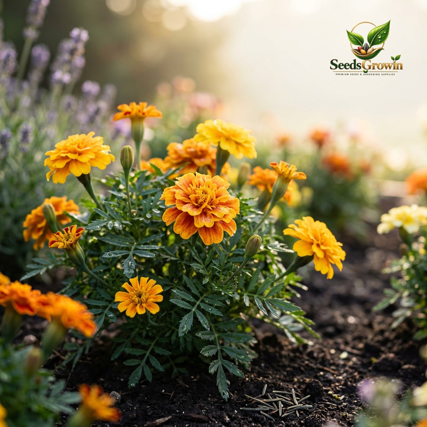 French Marigold Seeds – Sparky Mix Tagetes Patula Heirloom Non-GMO - photo 2
