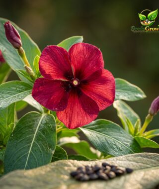 079-Black-Cherry-Tattoo-Vinca-Seeds-100-Burgundy-Periwinkle-Easy-Heirloom-Flower product image