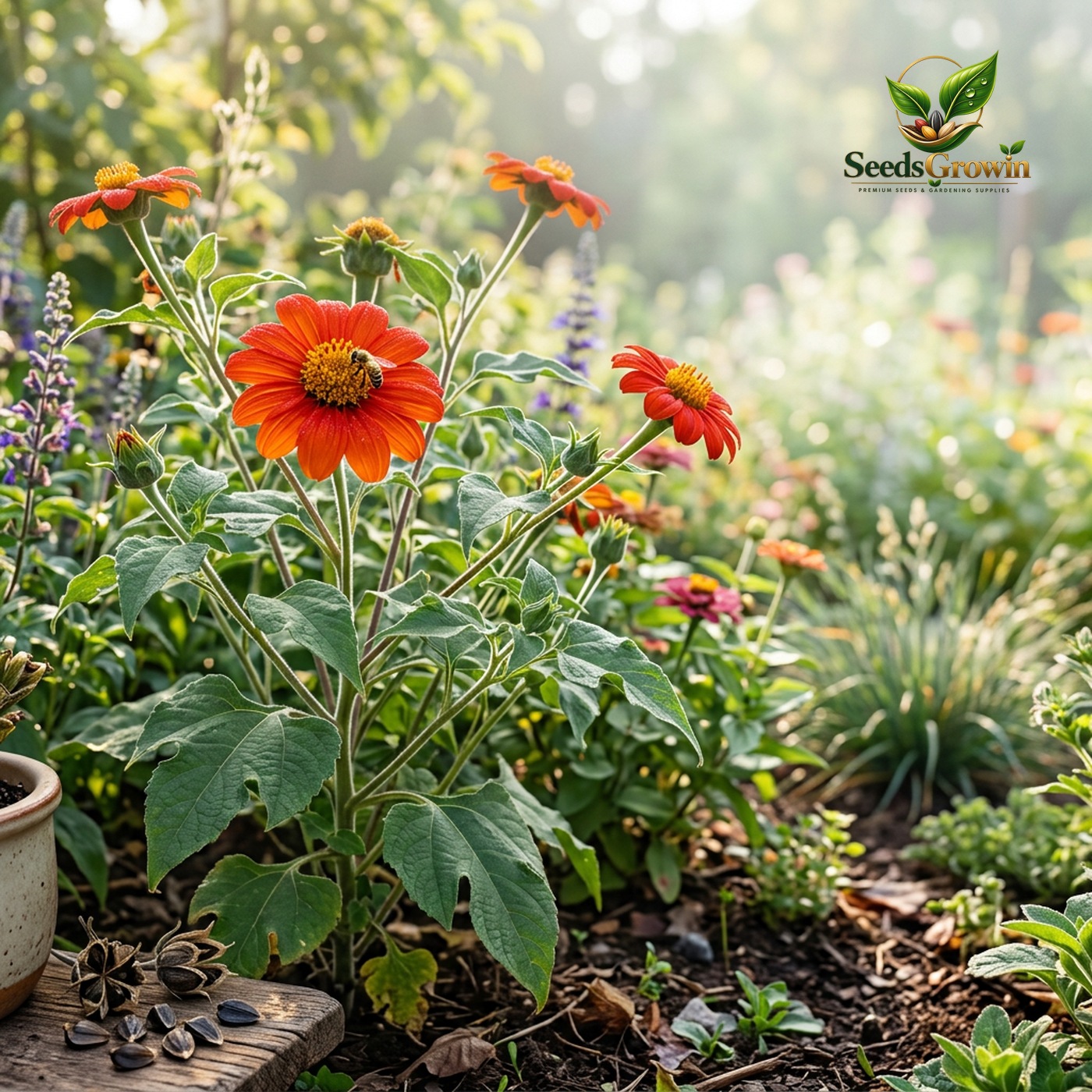 Tithonia Sunflower Seeds – Mexican Sunflower Pollinator Easy Heirloom - photo 2