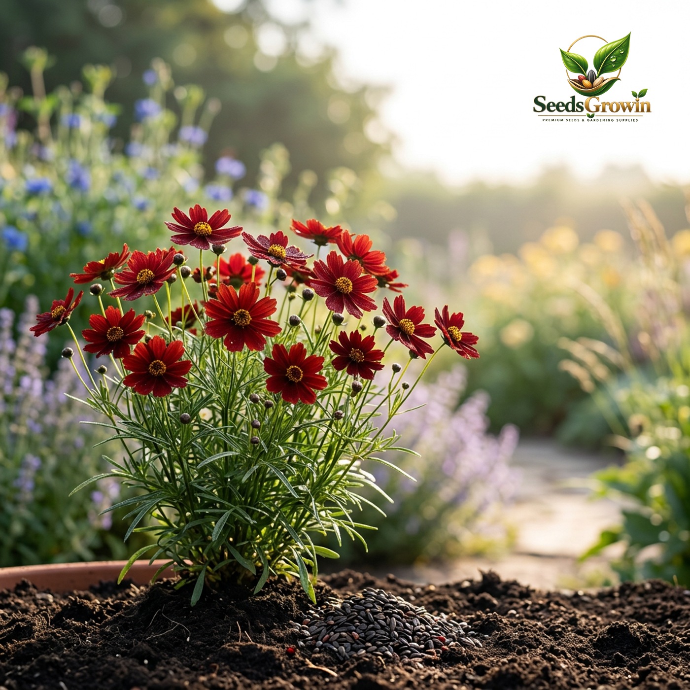 Red Coreopsis Seeds – Dwarf Calliopsis Wildflower Non-GMO Heirloom - photo 2