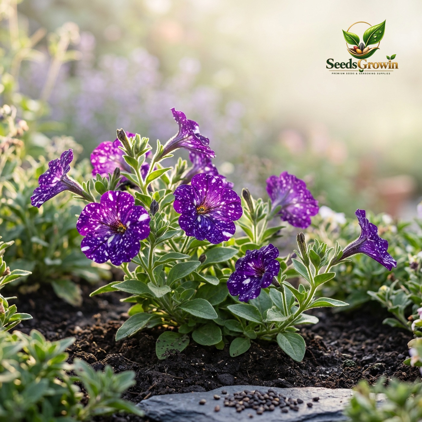 Night Sky Petunia Seeds – Star Pattern Purple Blooms Non-GMO Heirloom - photo 2