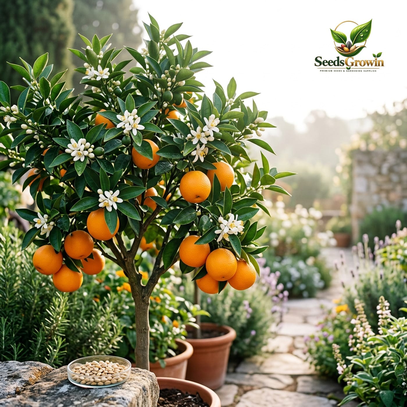Navel Orange Tree Seeds – Sweet Citrus Fruit Non-GMO Heirloom - photo 2