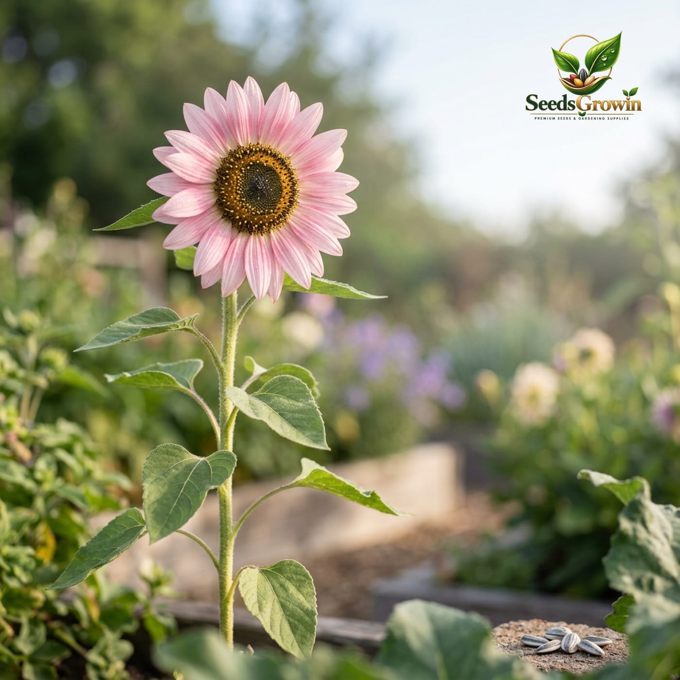 Pink Sunflower Seeds – Rare Soft Pink Blooms Non-GMO Heirloom - photo 2