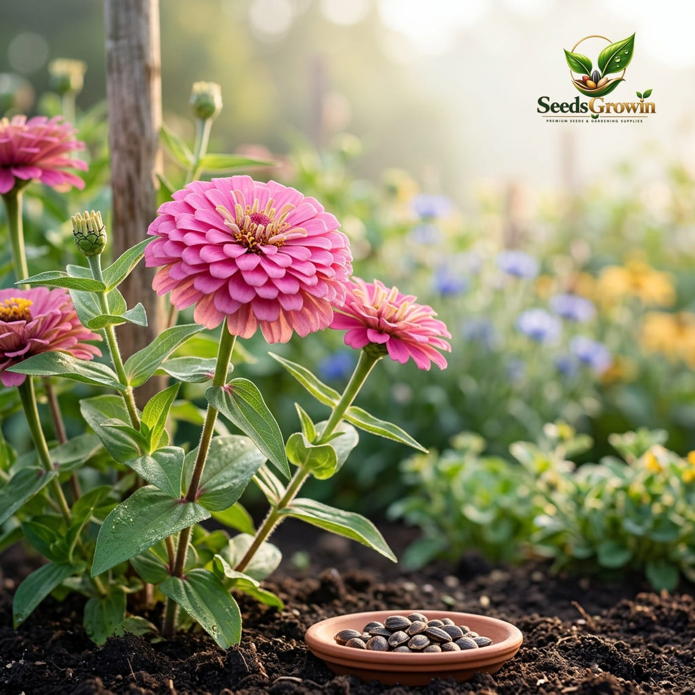 Benary's Giant Pink Zinnia Seeds – Large Cut Flower Blooms Heirloom - photo 2