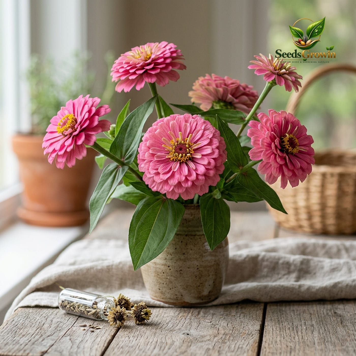 Benary's Giant Pink Zinnia Seeds – Large Cut Flower Blooms Heirloom - photo 3