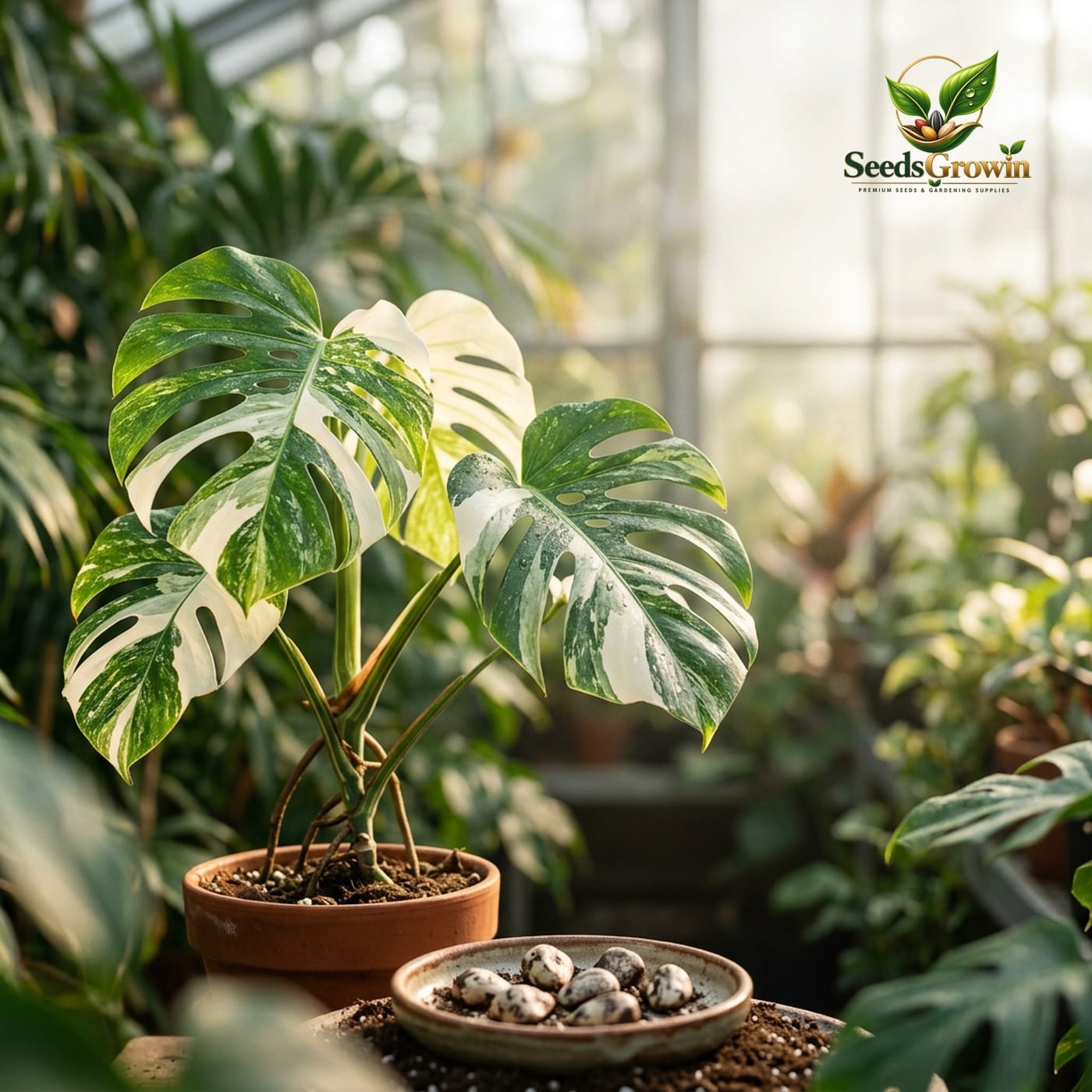 Variegated Monstera Seeds 70 PCS Tropical Foliage Indoor Outdoor Variety product photo for gardening and home growing