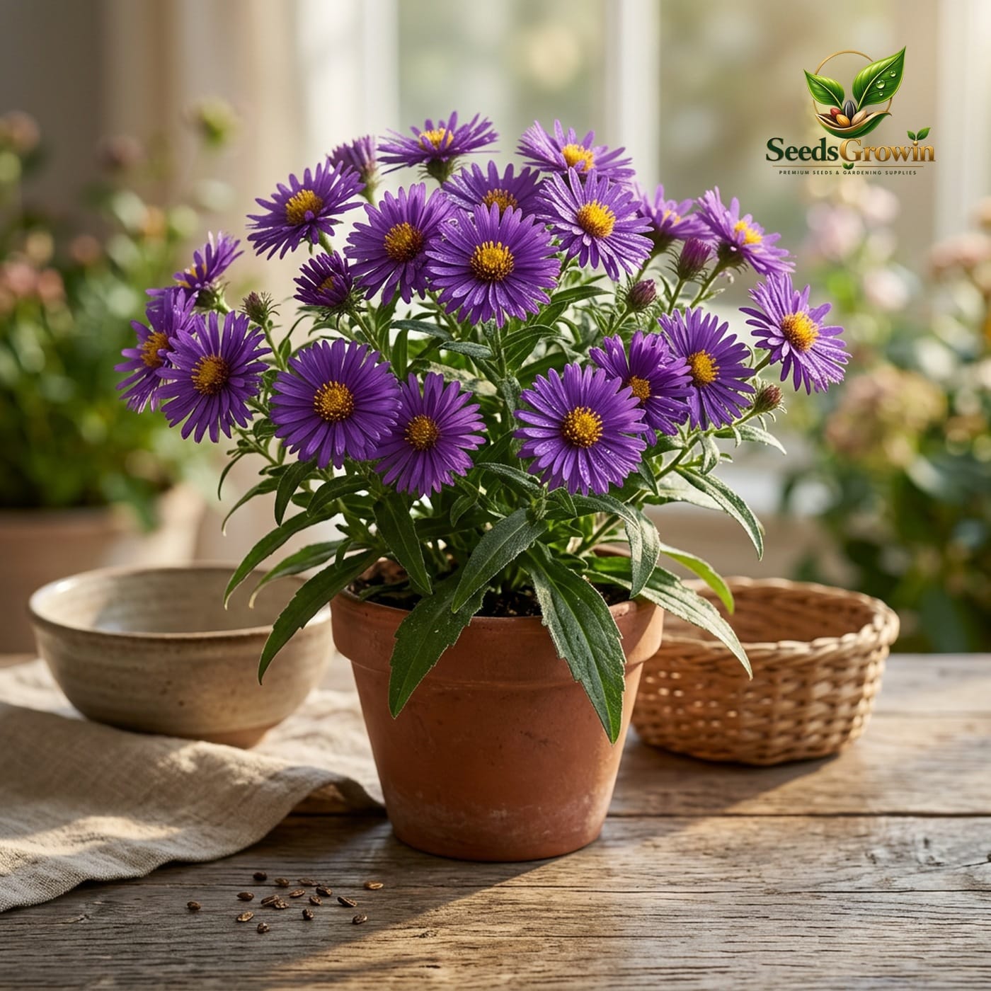 New England Aster Seeds Perennial Flower Garden Plant Wildflower Pollinator Friendly Purple Bloom product photo for gardening and home growing