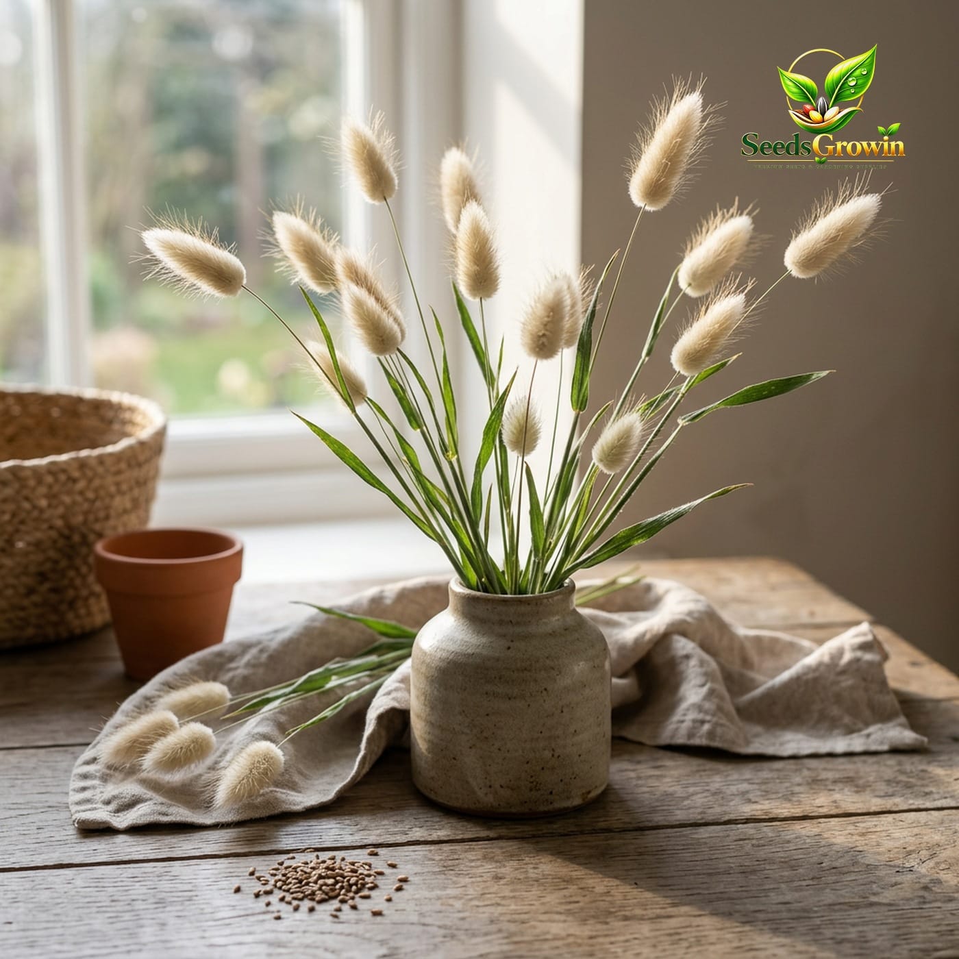 Rabbit Tail Grass Seeds – Fluffy Ornamental Grass for Dried Arrangements product photo for gardening and home growing