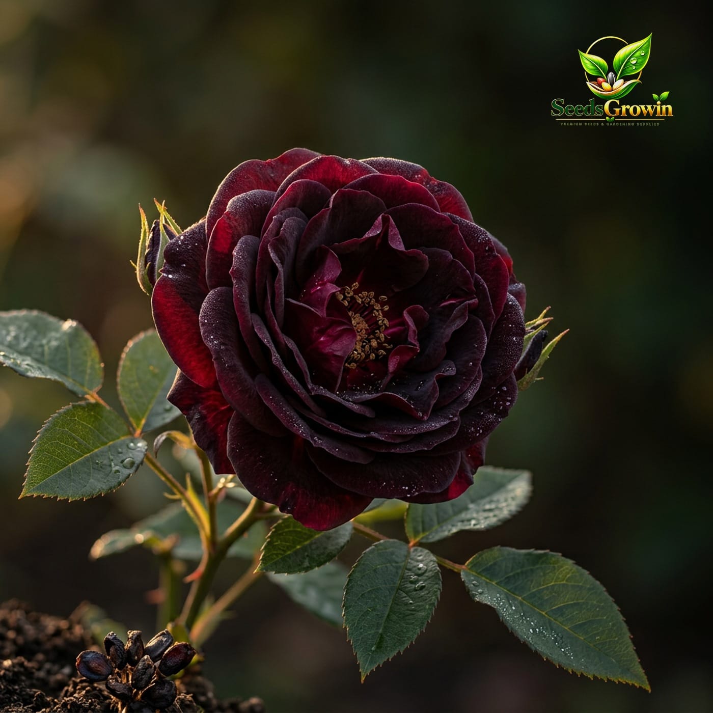 Rare Black Rose Seeds Dark Velvet Rosa Variety Heirloom Non GMO Ornamental Growing product photo for gardening and home growing