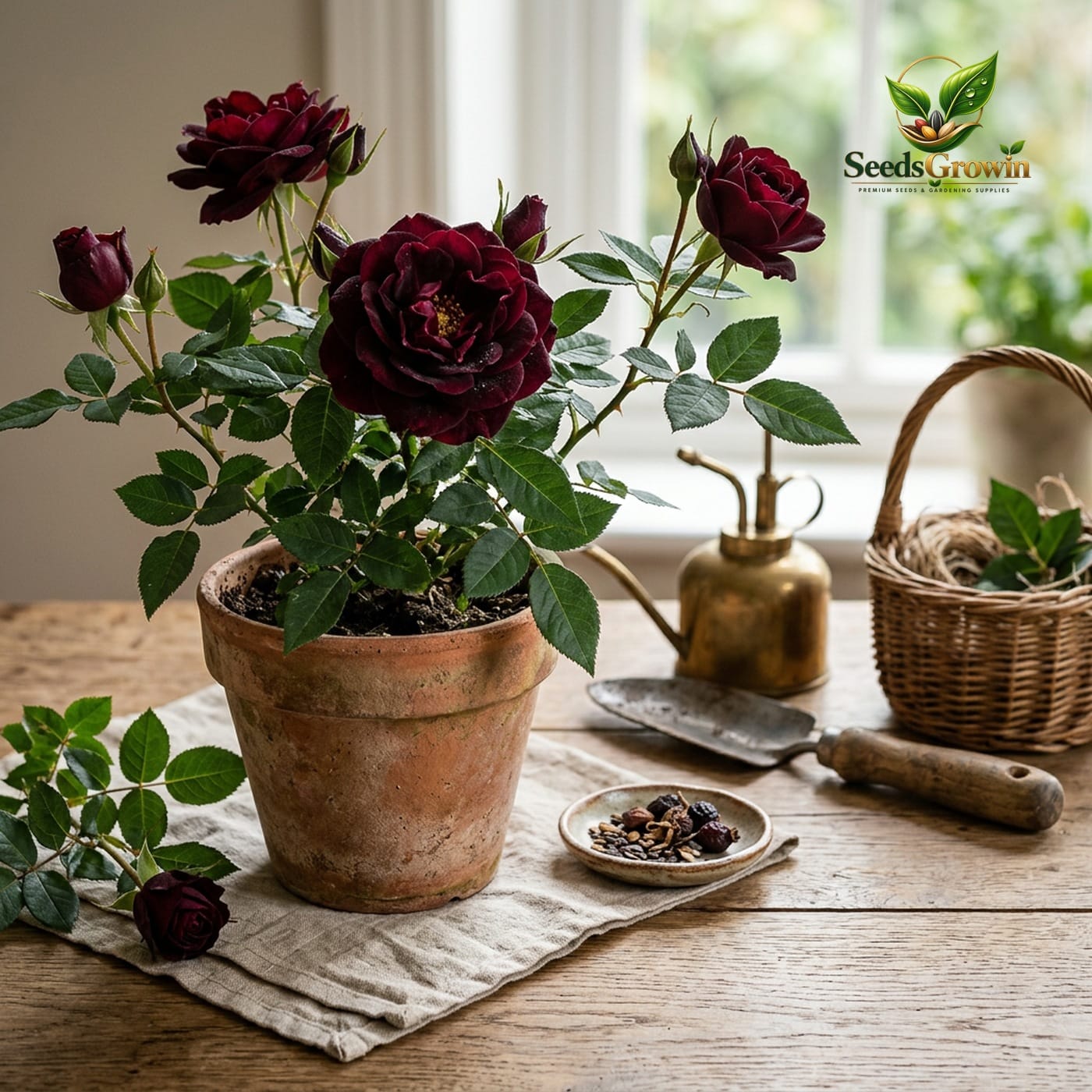 Rare Black Rose Seeds Dark Velvet Rosa Variety Heirloom Non GMO Ornamental Growing product photo for gardening and home growing