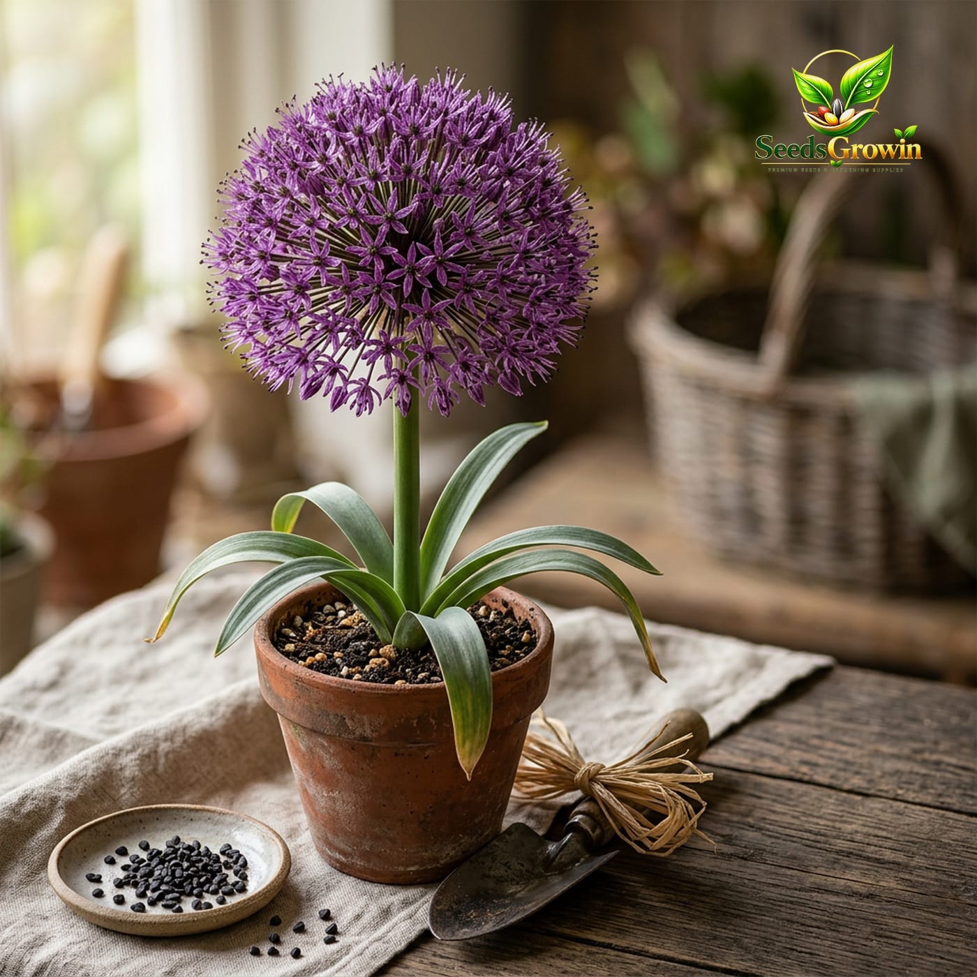 Giant Allium Giganteum Seeds Ornamental Onion Heirloom Non GMO Perennial Purple Variety product photo for gardening and home growing