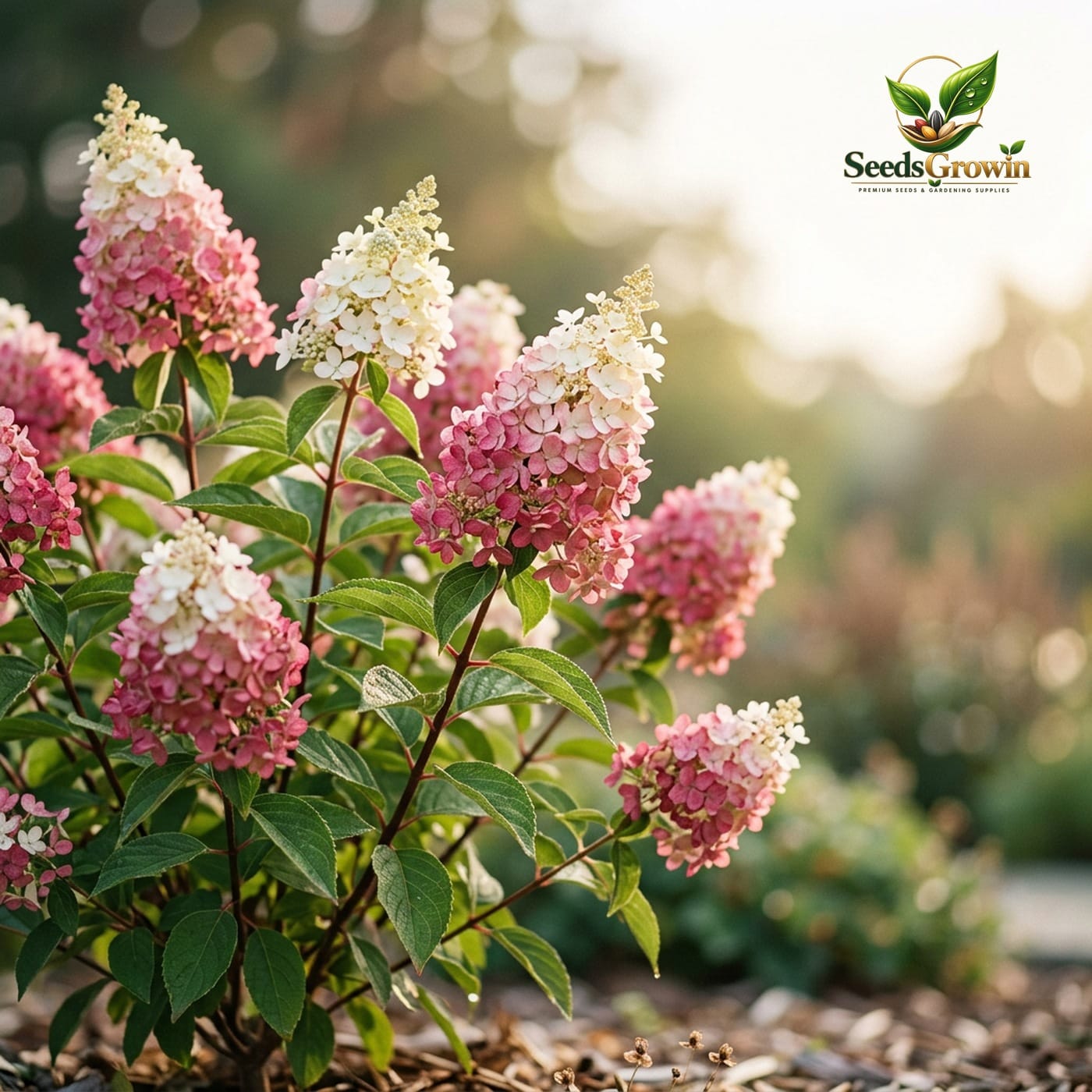 Pink White Hydrangea Seeds Cone Bloom Variety Perennial Outdoor Landscape Growing product photo for gardening and home growing