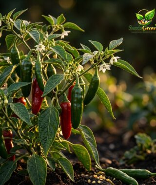 Mexican Serrano Pepper Seeds Hot Chili Heirloom Non GMO Vegetable Variety Salsa Pickling product photo for gardening and home growing