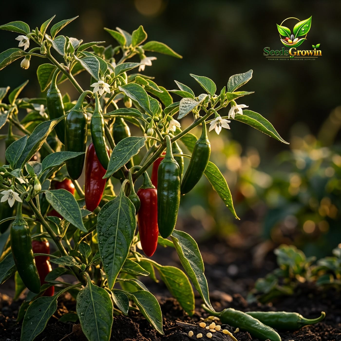 Mexican Serrano Pepper Seeds Hot Chili Heirloom Non GMO Vegetable Variety Salsa Pickling product photo for gardening and home growing