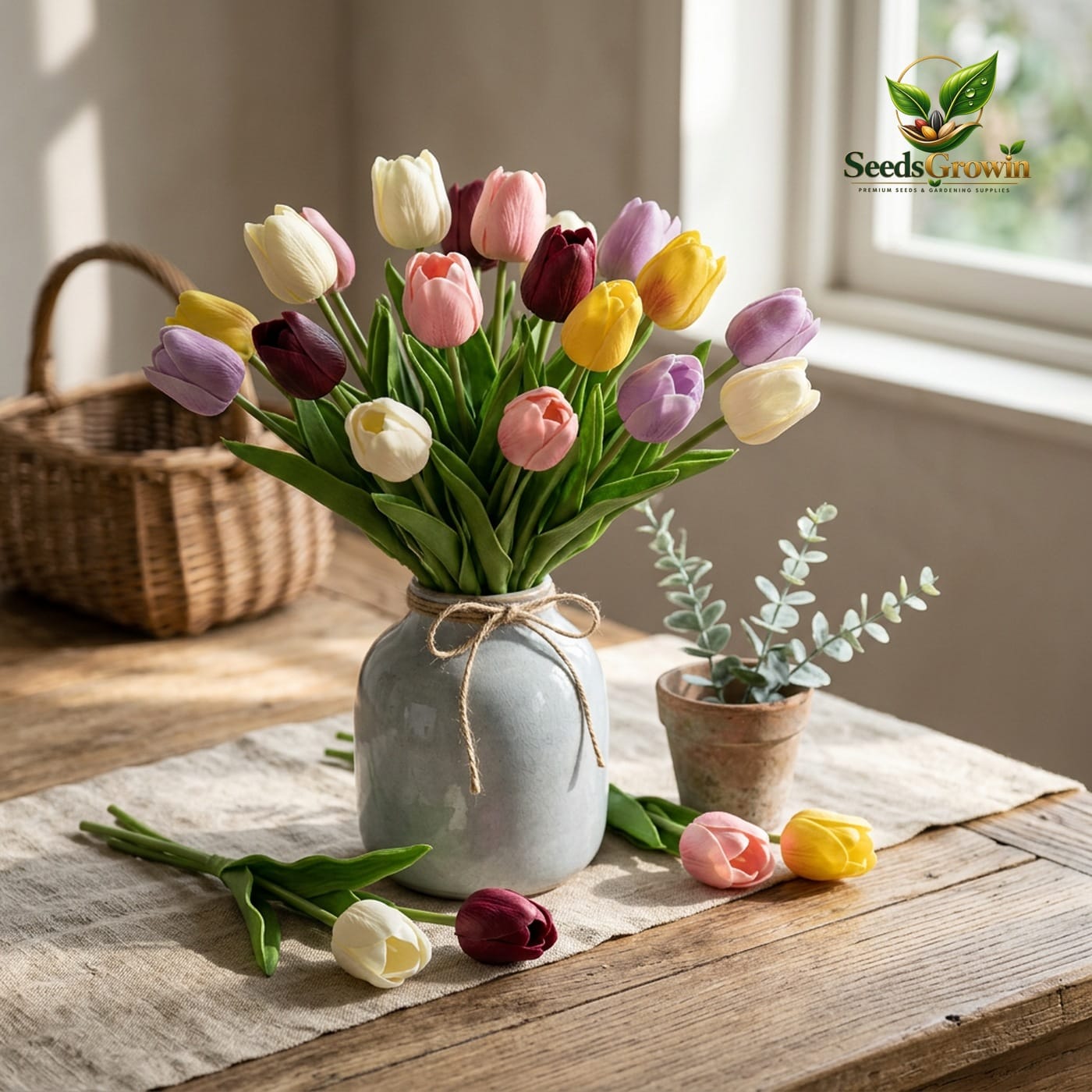 Fake Tulips Real Touch PU Artificial Flowers Assorted Colors Wedding Bouquet Table Arrangement product photo for gardening and home growing