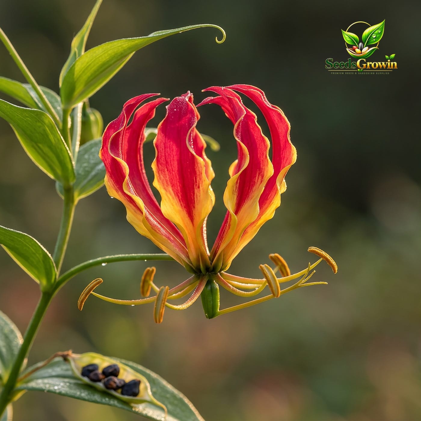 Flame Lily Seeds Gloriosa Rothschildiana Exotic Climbing Perennial Heirloom Variety product photo for gardening and home growing