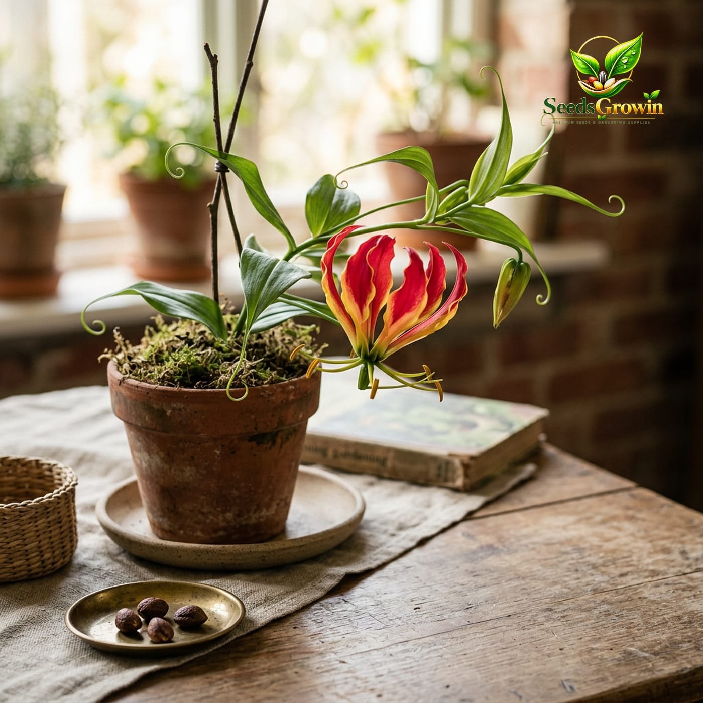 Flame Lily Seeds Gloriosa Rothschildiana Exotic Climbing Perennial Heirloom Variety product photo for gardening and home growing