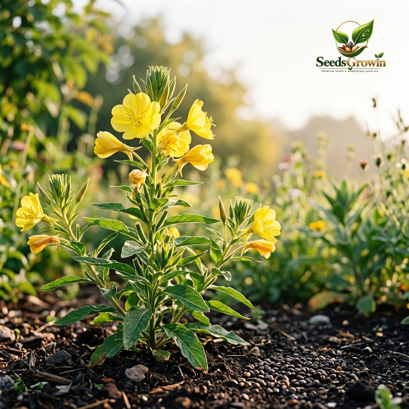 Common Evening Primrose Seeds Oenothera Biennis Yellow Wildflower Night Blooming Heirloom product photo for gardening and home growing