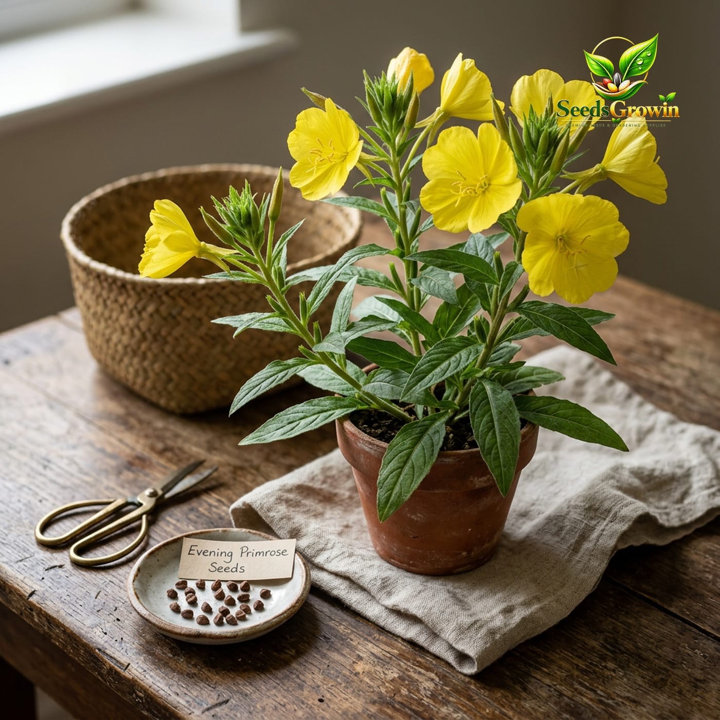 Common Evening Primrose Seeds Oenothera Biennis Yellow Wildflower Night Blooming Heirloom product photo for gardening and home growing