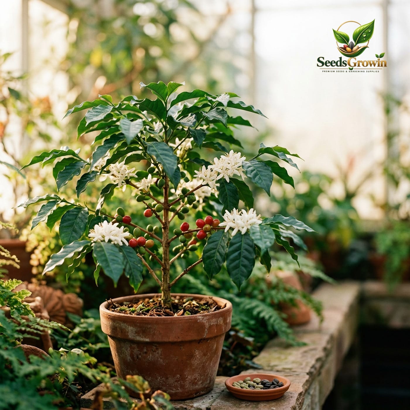 Dwarf Arabian Coffee Tree Seeds, Coffea Arabica, Indoor Tropical Houseplant product photo for gardening and home growing