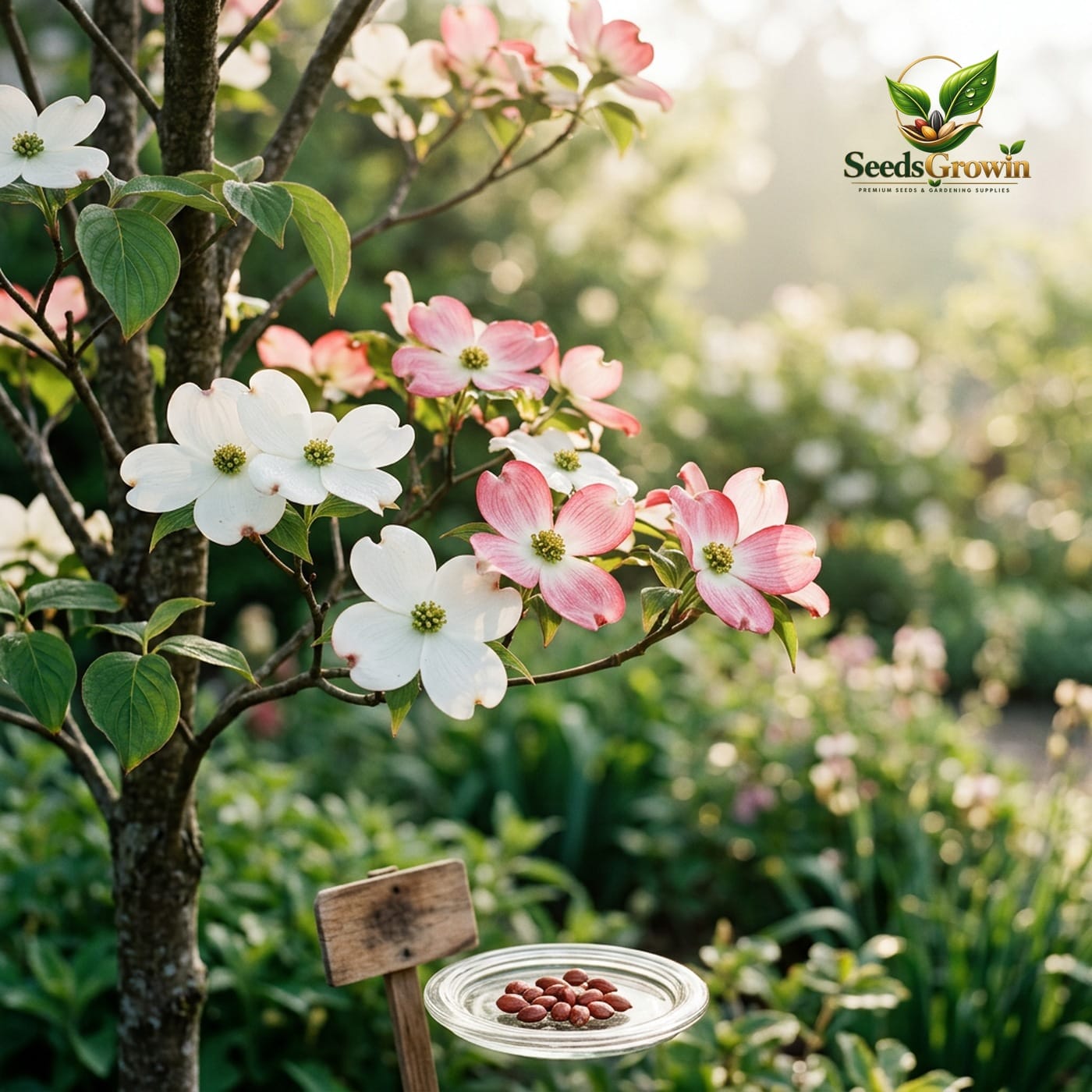 Flowering Dogwood Tree Seeds: Ornamental Variety, White Pink Blooms (20 PCS) product photo for gardening and home growing