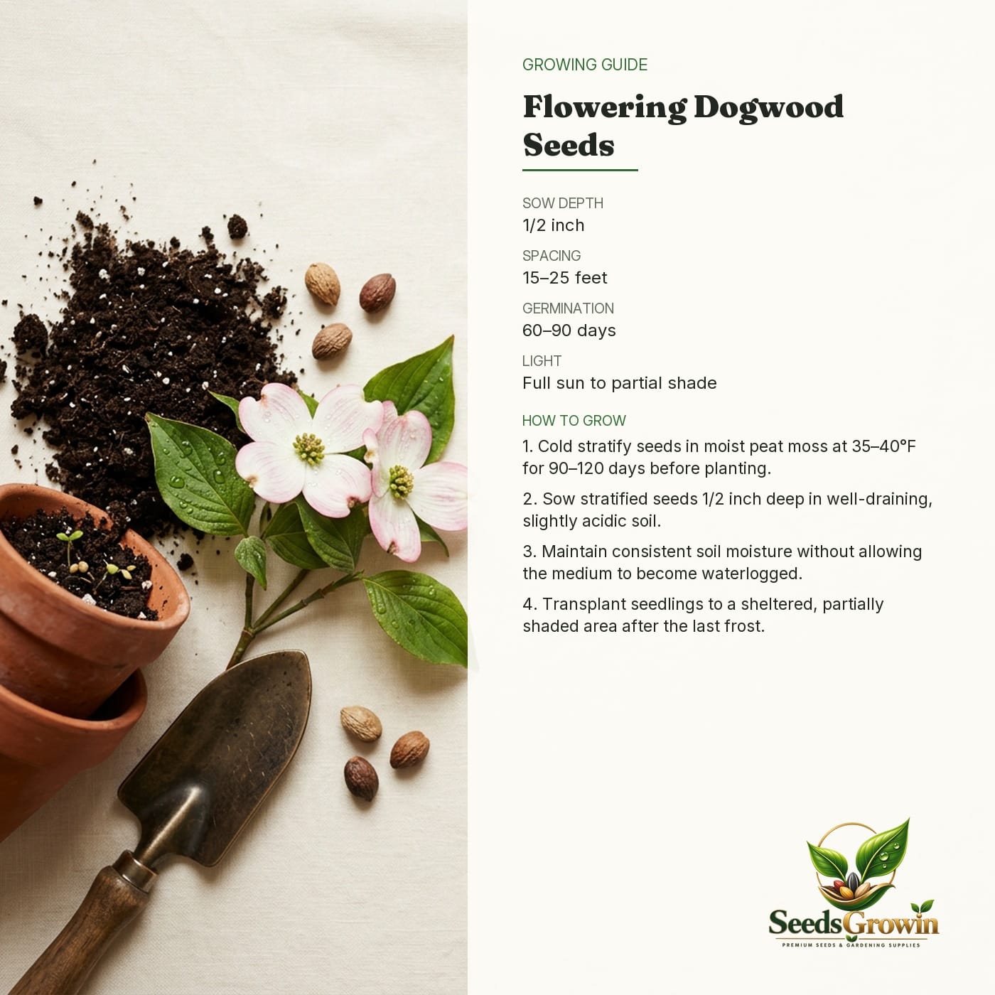 Flowering Dogwood Tree Seeds: Ornamental Variety, White Pink Blooms (20 PCS) product photo for gardening and home growing